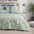 Lucky Brand Fianna Sage Green Floral Luxury 7 Piece Comforter Bedding Set - Full/Queen Size Comforter Set