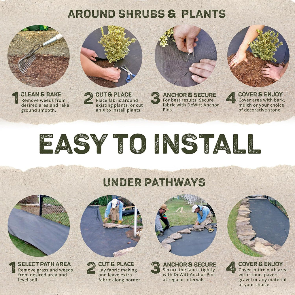 Dewitt Pro-5 Weed Barrier Fabric 5 oz, 6 x 250 Feet – Heavy-Duty Woven Landscape Ground Cover Mat for Raised Garden Bed, Greenhouse Gardening, Outdoor Landscaping, and Commercial Planting
