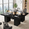 Tribesigns 63 Inch Executive Desk, Large Office Computer Desk with Double Pedestal, Black Modern Simple Desk, Study Writing Table Business Furniture for Home Office, Set of 2