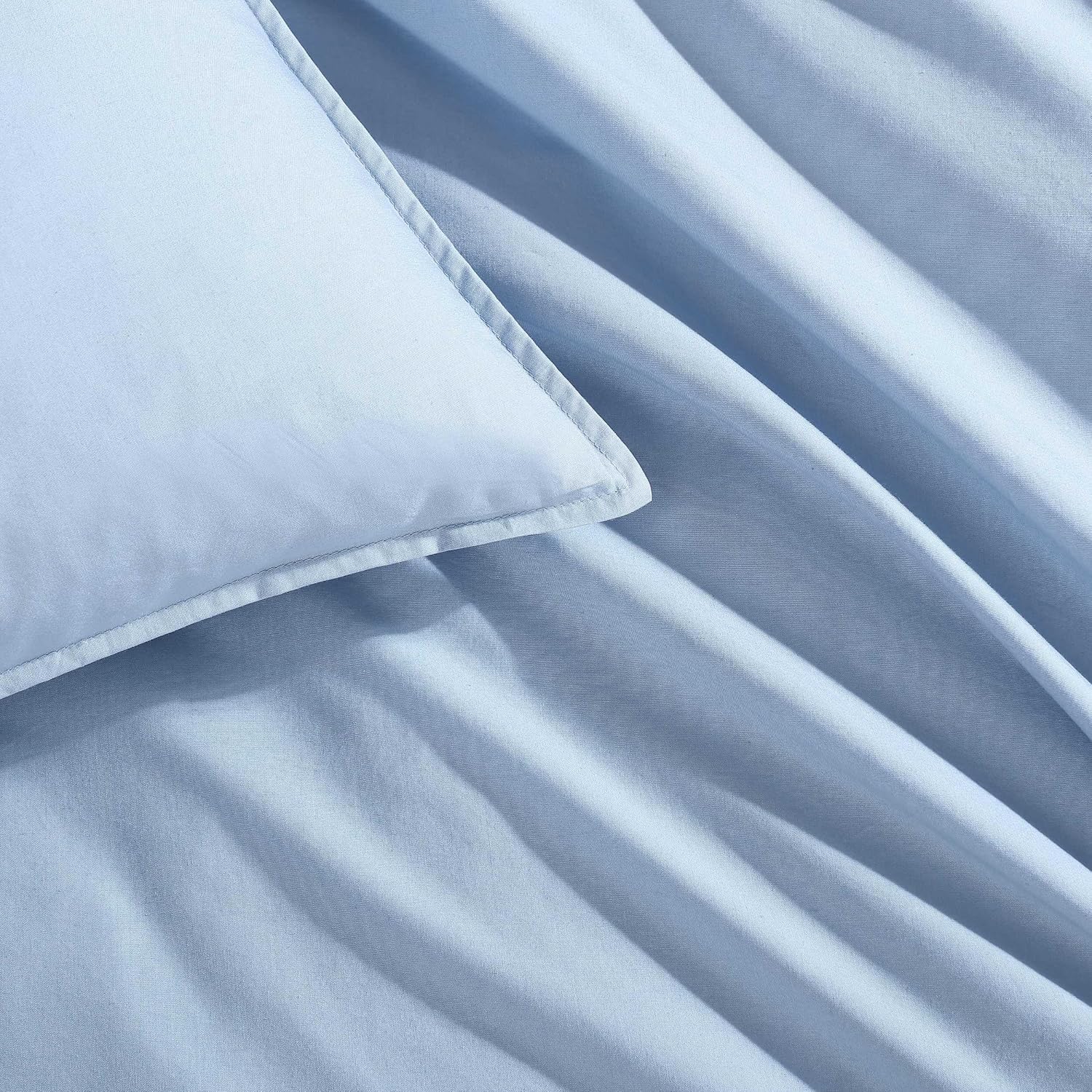 Calvin Klein - Queen Comforter Set, Modern Cotton Washed Percale Bedding with Matching Shams, Oeko-Tex Certified (Washed Percale Blue, Queen)