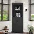 Bellemave Triangle Corner Storage Cabinet, 69.4'' H Tall Bathroom/Kitchen Cabinet with Doors & Shelves, Space-Saving Furniture for Small Spaces (Black)