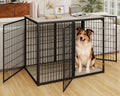 Yafylly 48' Dog Crate Furniture for Medium Large Dogs, Indestructible Large Dog Kennel Indoor with 3 Doors, Wooden Dog Cage Side End Table, Heavy Duty XL Dog Crate, Gray