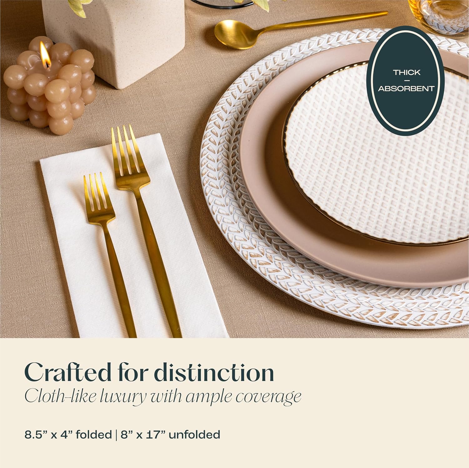 Disposable Linen-Feel Guest Towels [MEDIUM SIZE - Pack of 1500] - Cloth-Like Hand Bathroom Napkins - Soft and Absorbent Paper Napkin for Kitchen, Bathroom, Party, Wedding, Or Event