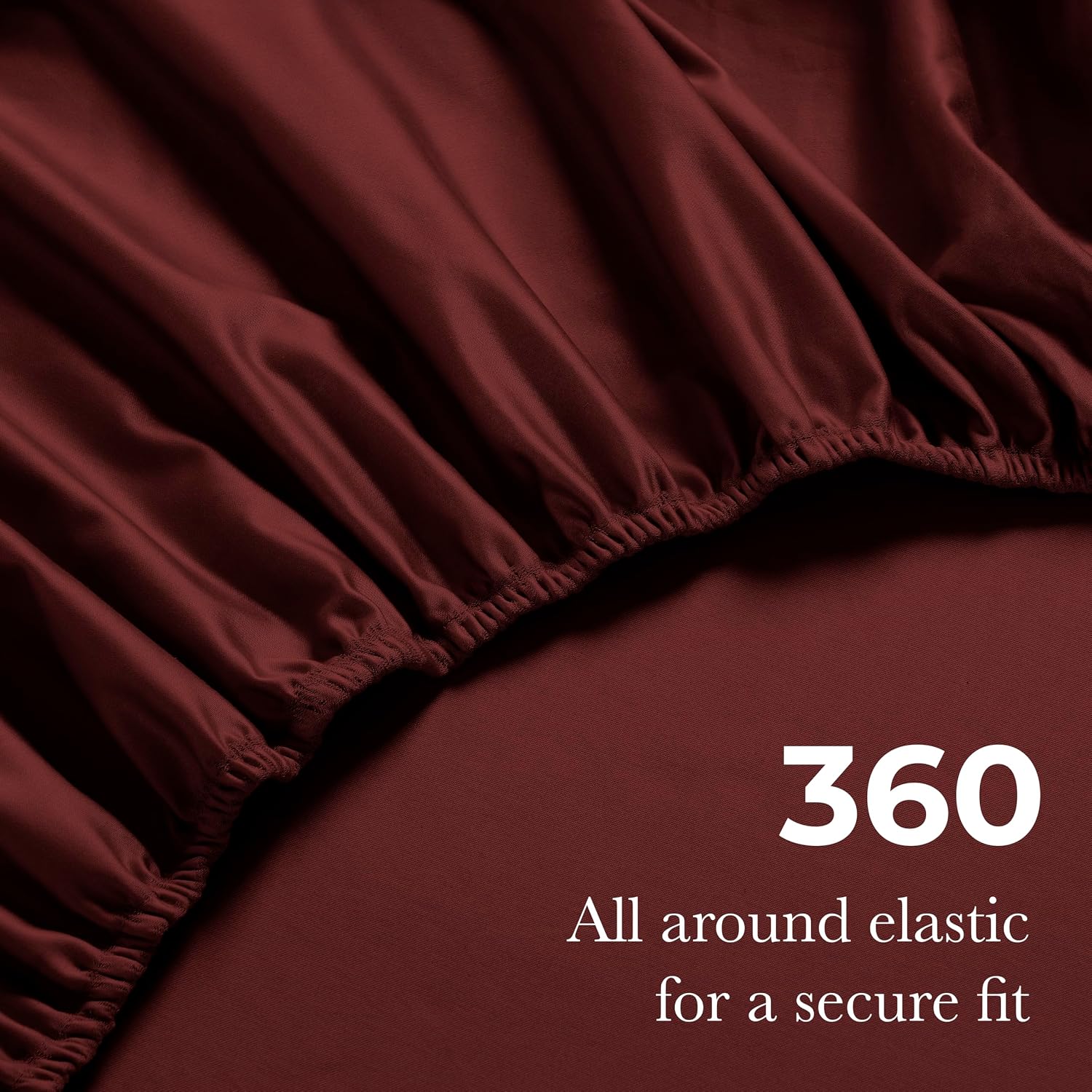 Superior Egyptian Cotton 4 Piece Sheet Set, 650 Thread Count, Eco-Friendly, Sustainable Sheets, Ultra-Soft Basics, Solid, Deep Pocket Fitted Sheet, Flat Sheet, Pillowcases, Queen, Burgundy