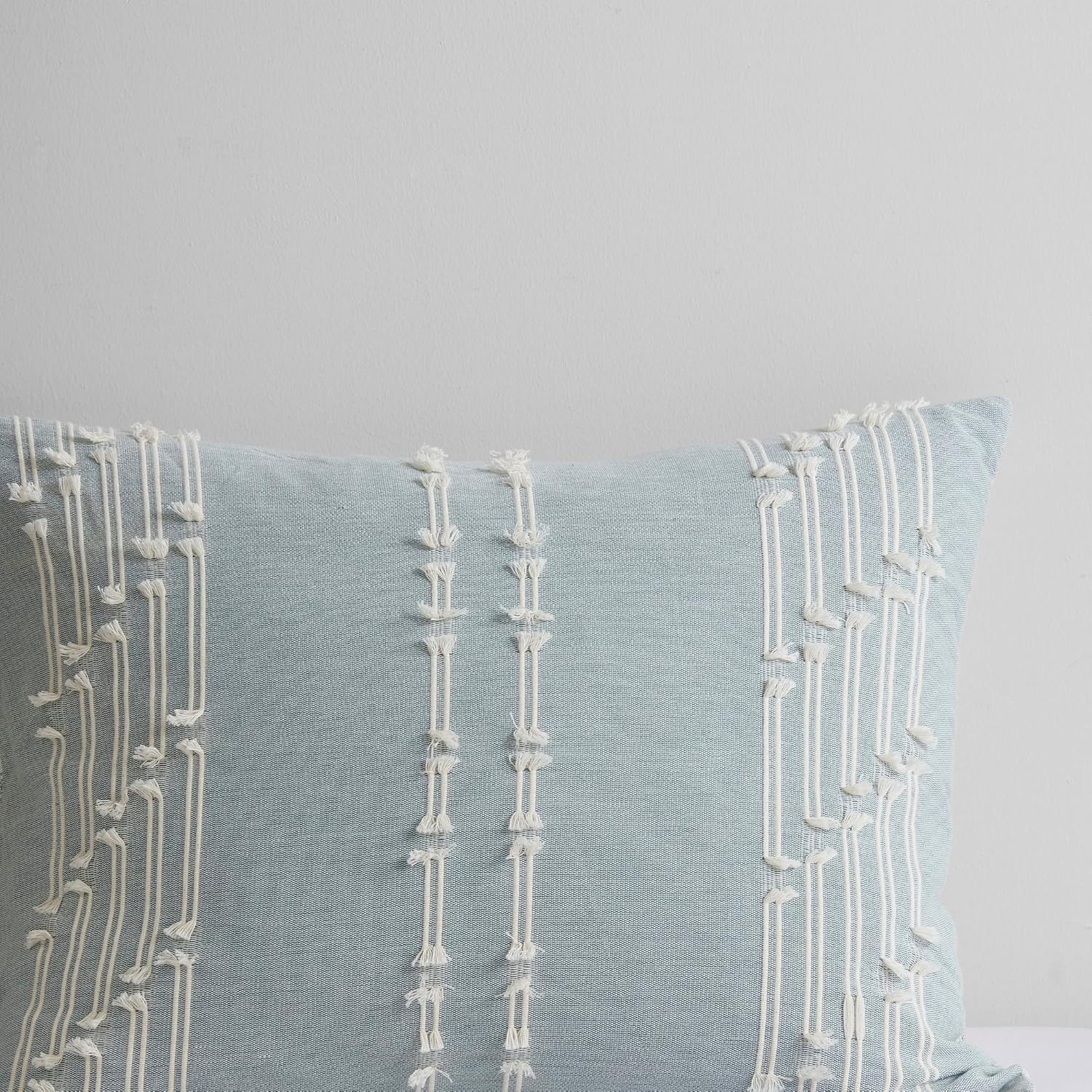 INK+IVY 100% Cotton Comforter Set Trendy Stripe Textured Design, Modern Down Alternative, All Season Cozy Bedding with Matching Shams, Full/Queen, Aqua Reversable Stripes