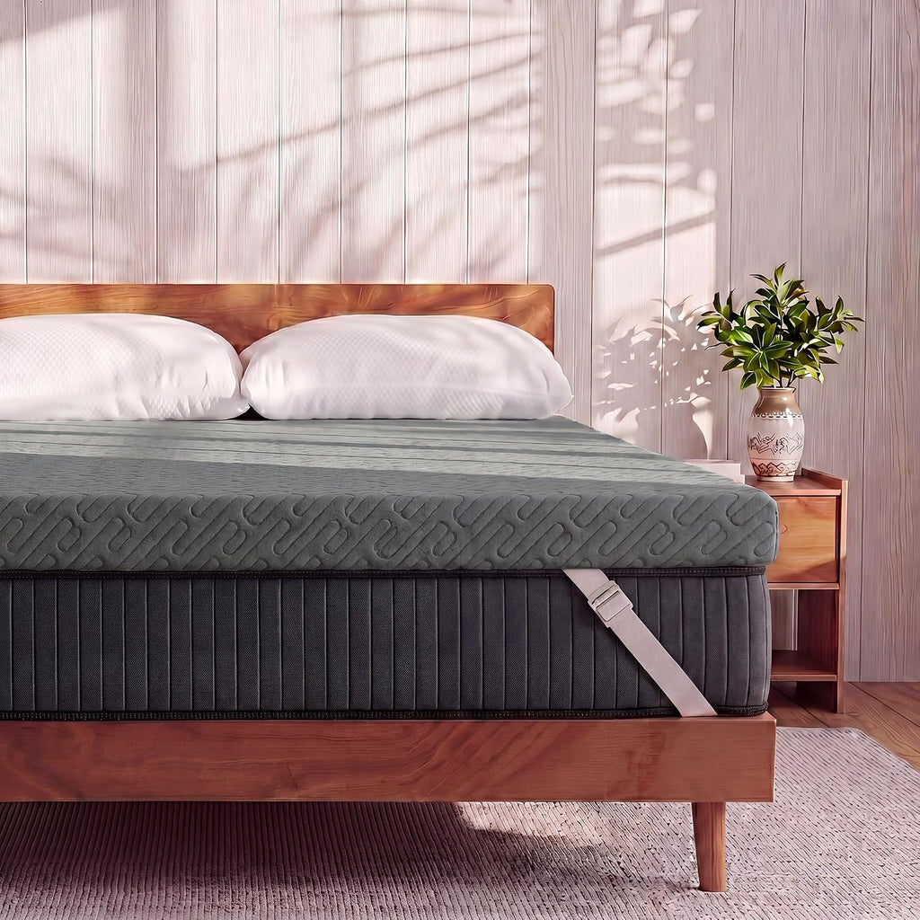 VALUXE 3 Inch Gel Memory Foam Mattress Topper Twin Size High Density Cooling Pad Pressure Relief Bed Topper Grey (with Removable & Washable Bamboo Cover)