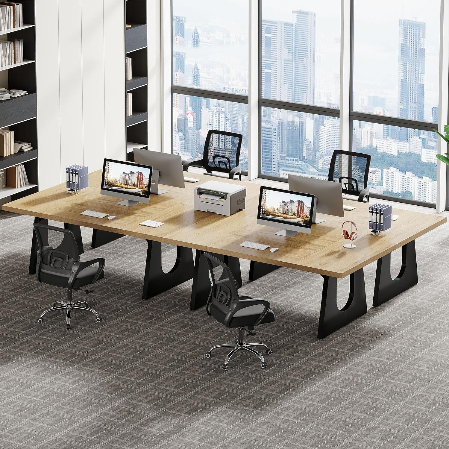 Tribesigns 70.86-Inch Executive Desk, Large Computer Office Desk with Double Wood Pedestal, Modern Simple Style Rectangle Writing Table for Home Office