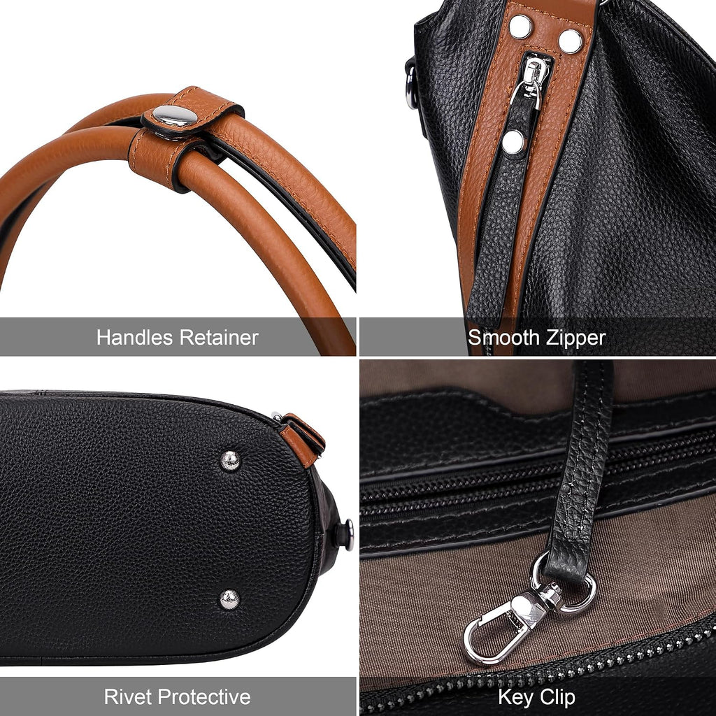 Over Earth Genuine Leather Handbags for Women Hobo Shoulder Bags Ladies Tote Bag