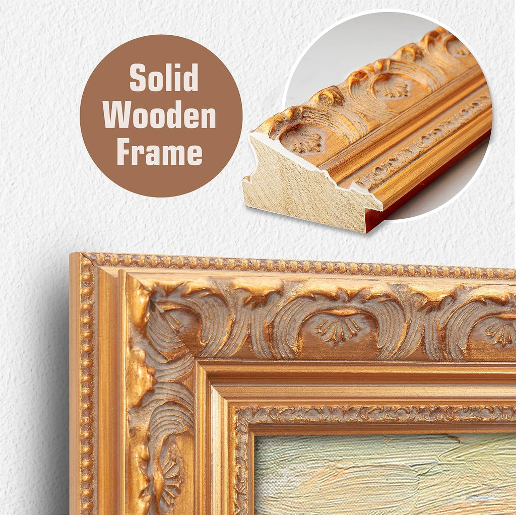 BOTTEGAARTS The Rocks Wallart Image Size:30x24 Framed Size:34.5x26.5 Wooden Golden Frame Vangogh Classic Art Reproductions. Giclee Print