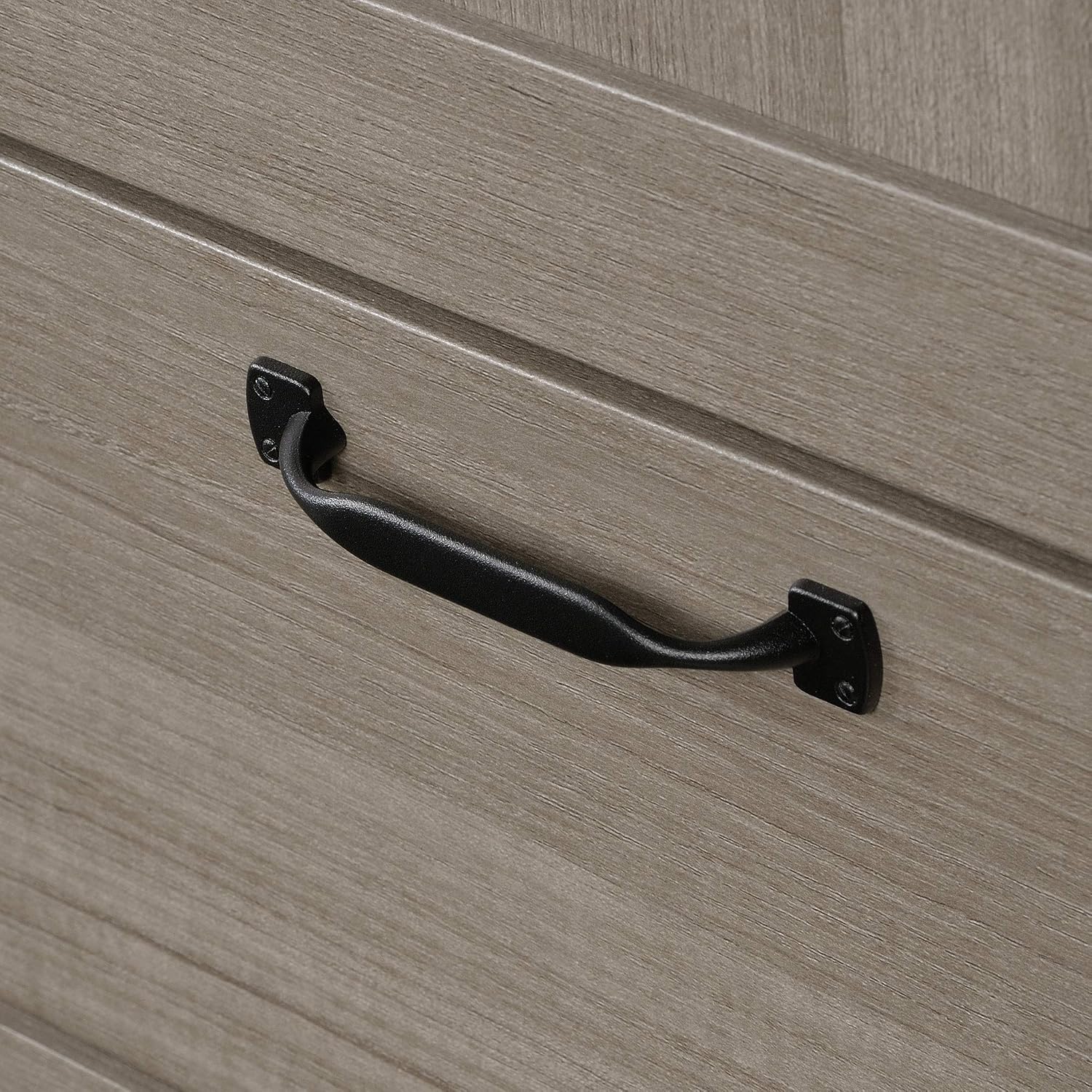 Sauder Select Multipurpose Bedroom Armoire Wardrobe Closet Pantry Storage Cabinet with Storage Drawers and Hanging Rail, in Silver Sycamore