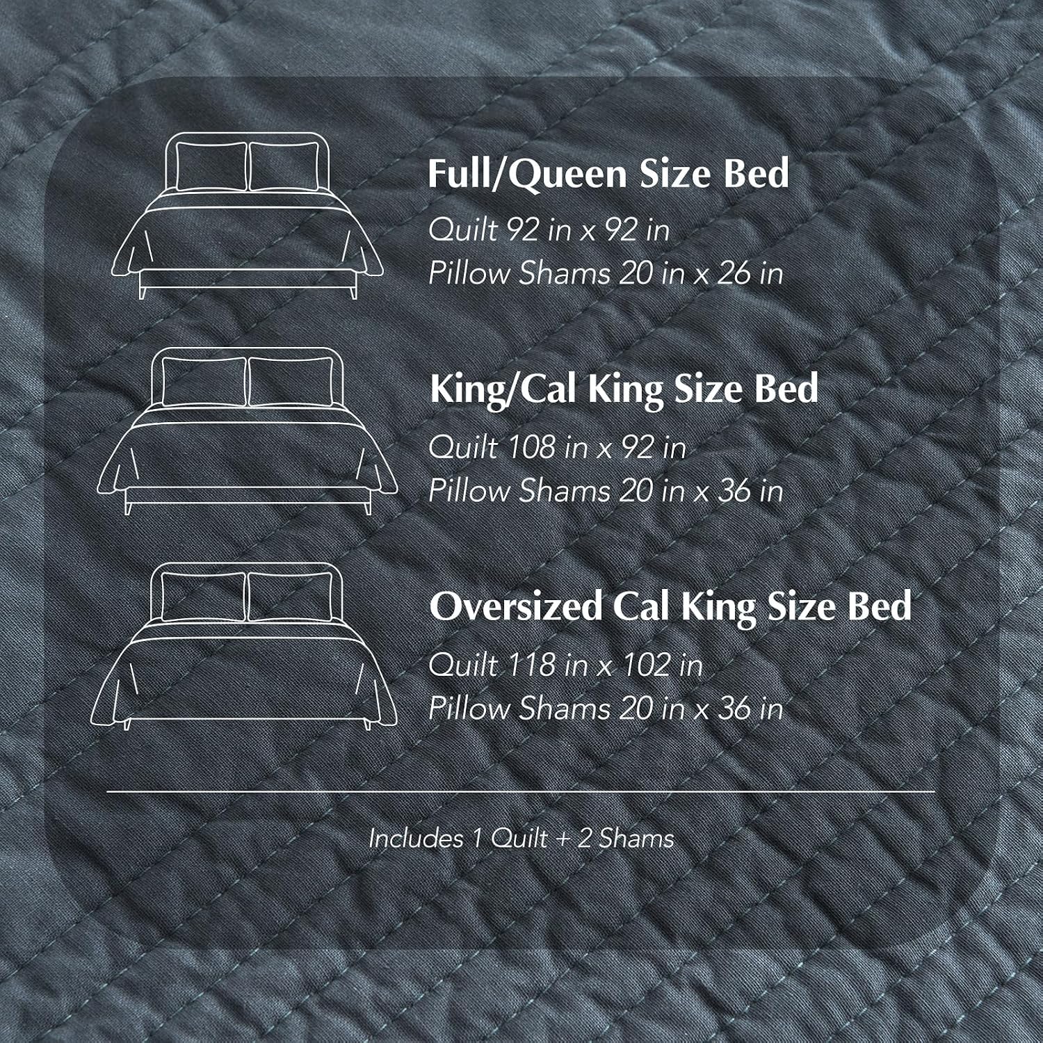 EVERGRACEHOME 100% Cotton Modern Lines Quilt Set Oversized King, Pre-Washed Soft Striped Coverlet Bedspread, 3 Piece Lightweight Bedding Set for All Season, with 2 Pillow Shams, Midnight Blue