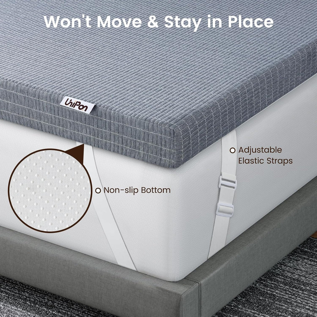 Firm Queen Mattress Topper with Cooling Gel & Bamboo Charcoal, 3 Inch Firm Queen Memory Foam Mattress Topper for Pain Pressure Relief