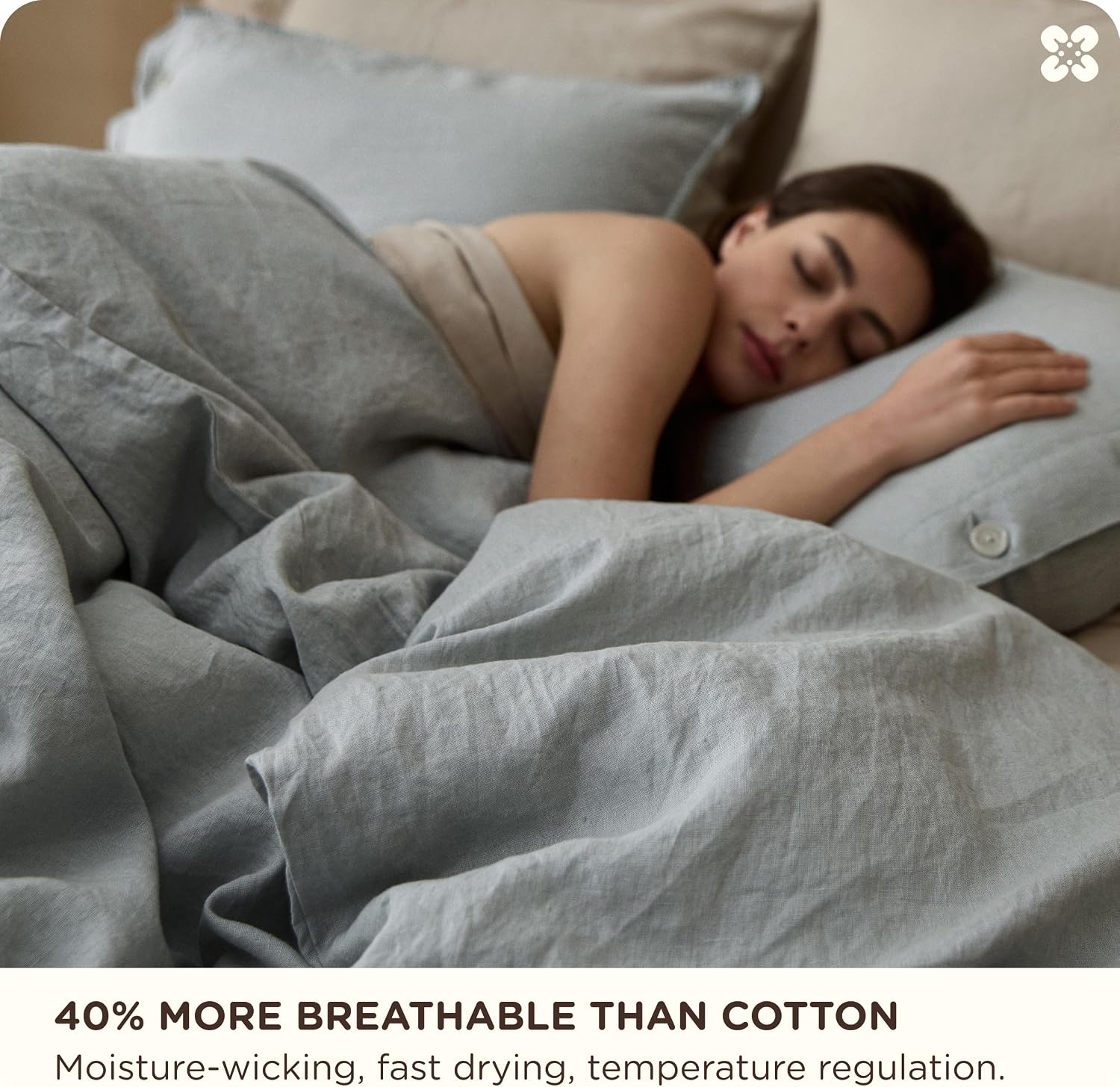 Bedsure 100% Linen Duvet Cover King Size, Washed 170 GMS European Flax-Linen, Soft 3pcs Bedding Set with Button Closure for Farmhouse, PureWoven Texture & Breathable for Hot Sleeper, Linen, Queen