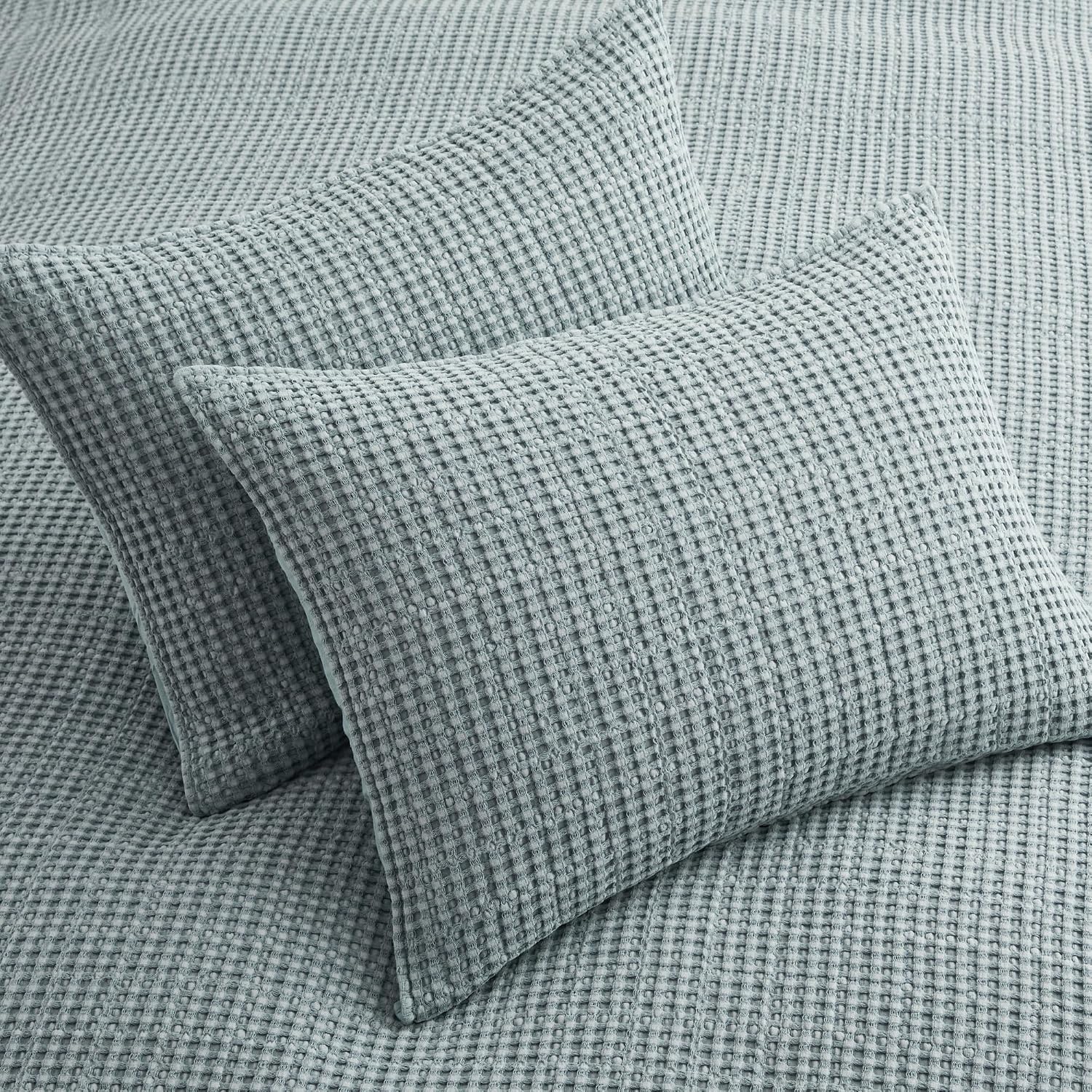Levtex Home Mills Waffle Twin XL/Twin Quilt Set (68x86in) with 1 Pillow Sham (26x20in) - Chambray - Cotton Waffle Twin Size Quilt Bedding Set - Lightweight, Soft, Pre-Washed