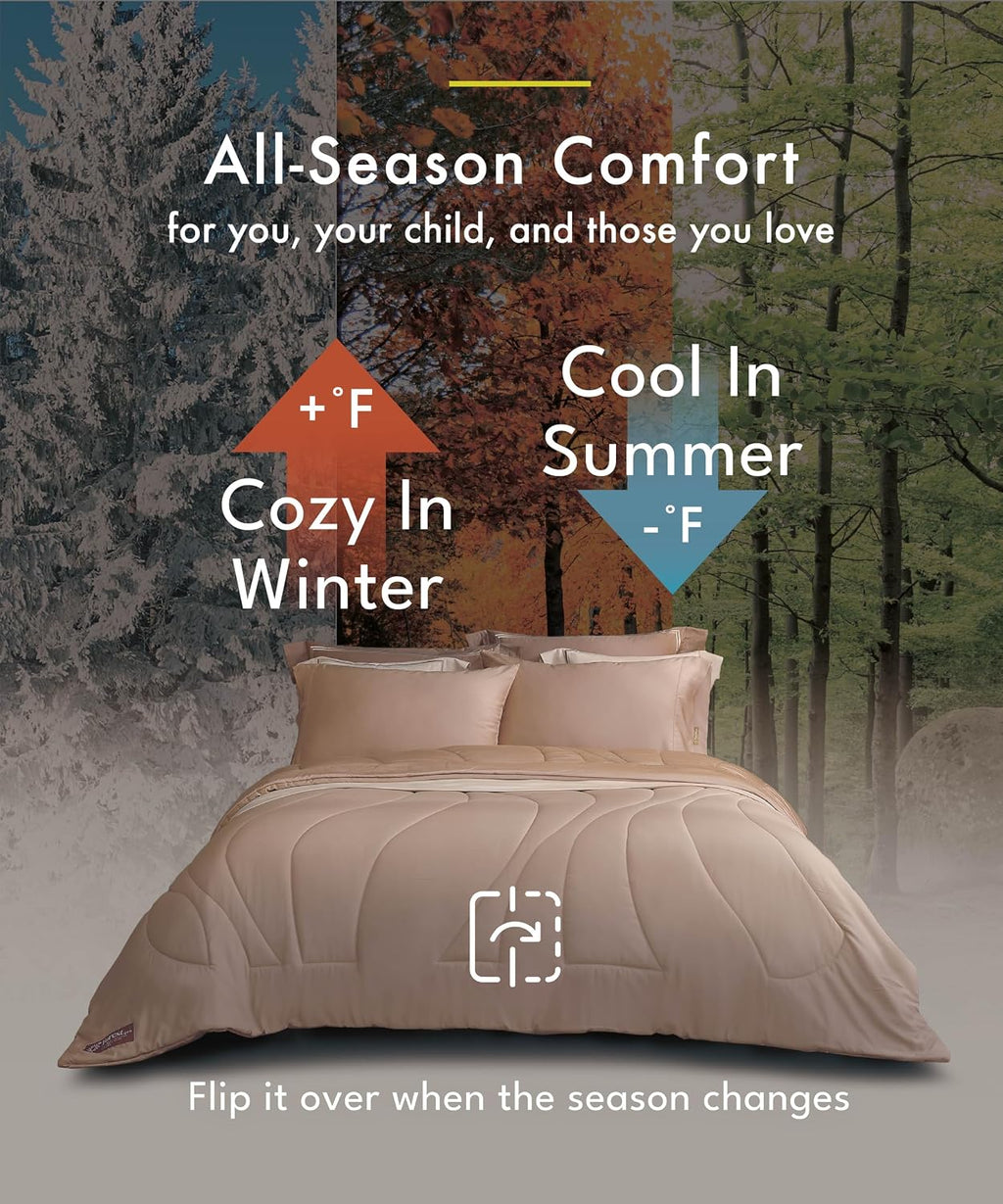 ESCURA Tw® Climate Control Comforter, King/Cali King, German Patented PCM Down Alternative All-Season Design for Hot Sleepers & Night Sweats, Bamboo Lightweight Breathable Hypoallergenic Blanket