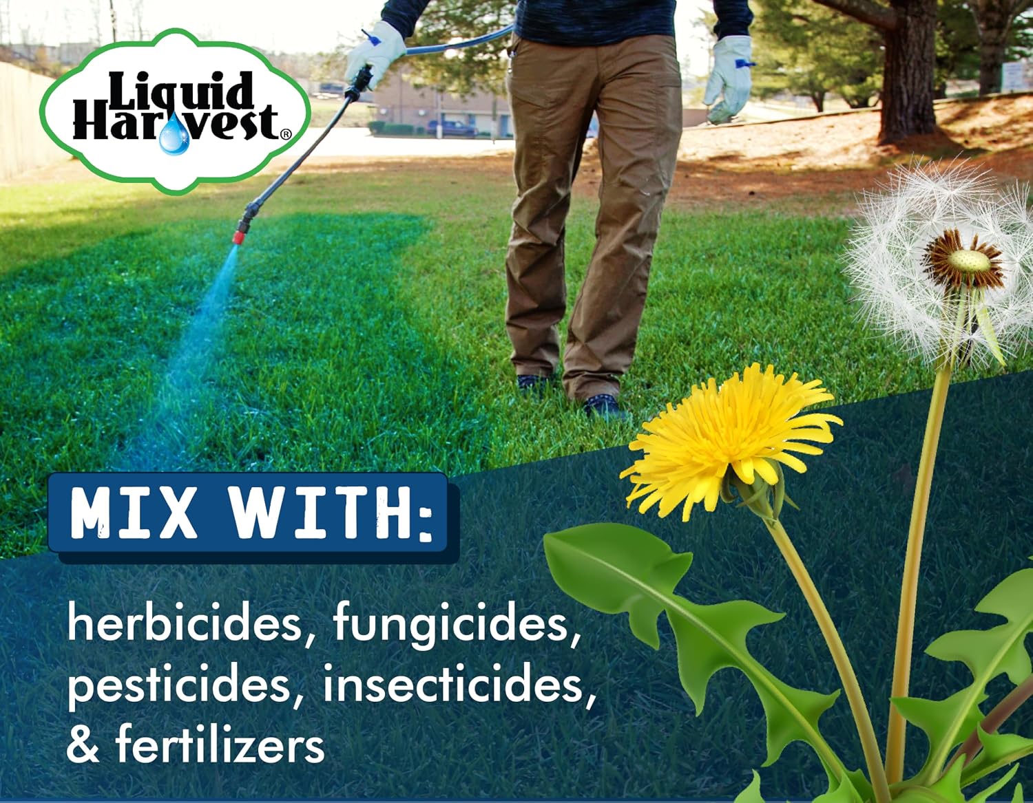 Liquid Harvest Lazer Blue Concentrated Spray Pattern Indicator - 2.5 Gallon- Perfect Weed Spray Dye, Herbicide Dye, Fertilizer Marking Dye, Turf Mark and Blue Herbicide Marker
