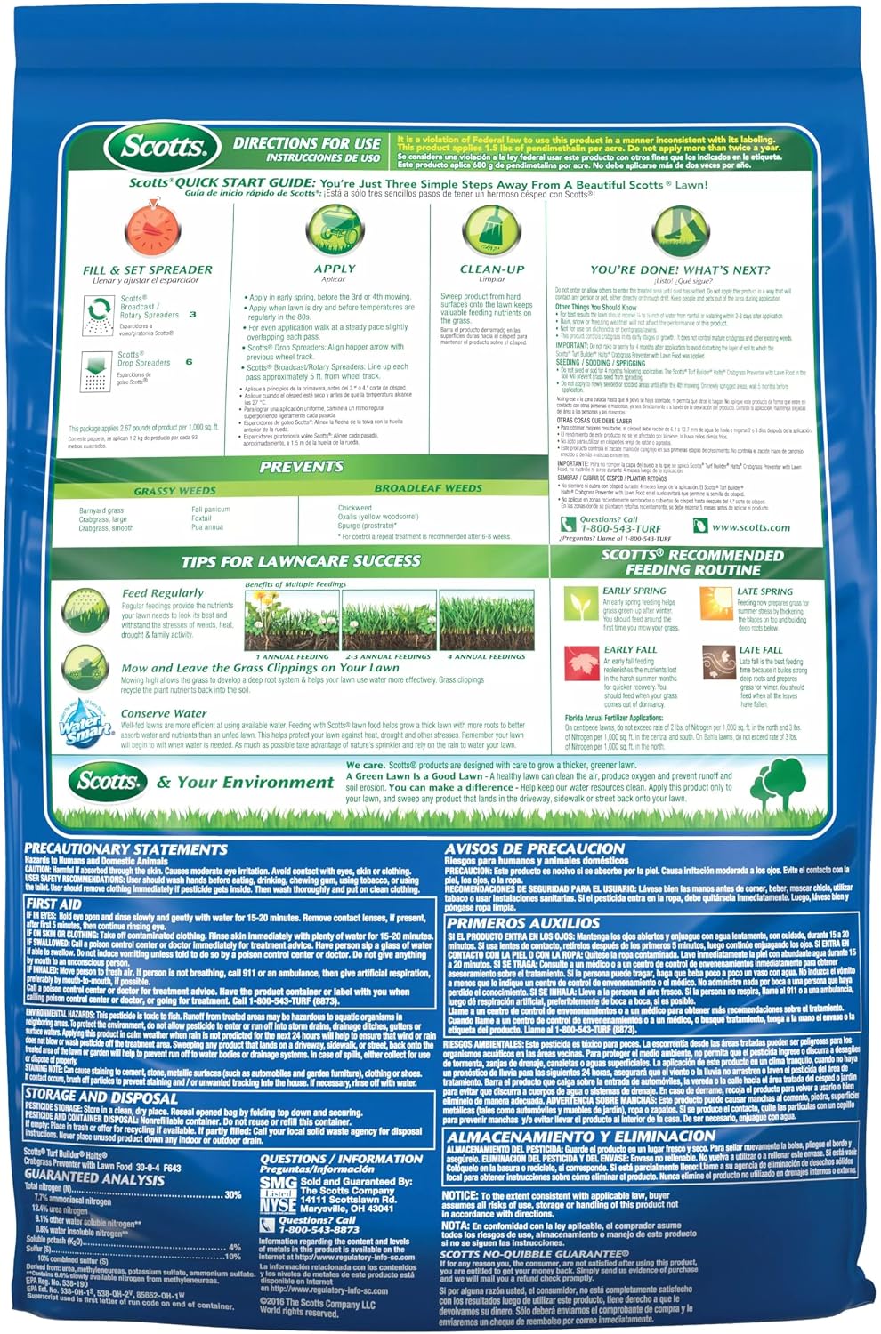 Scotts Turf Builder Halts Crabgrass Preventer with Lawn Food - Pre-Emergent Weed Killer, Lawn Fertilizer, 5,000 sq. ft., 13.35 lbs. (2-Pack)