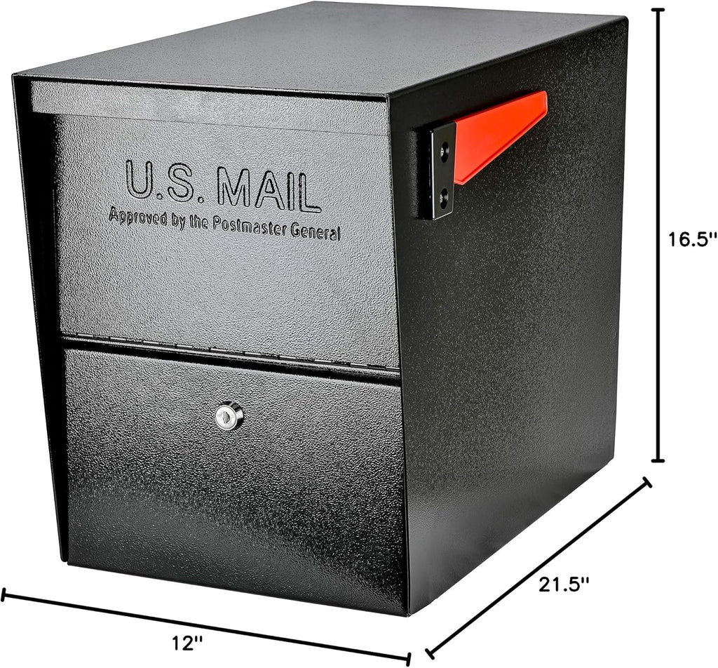 Mail Boss 7206 Package Master Curbside Locking Security Mailbox | Black,Medium
