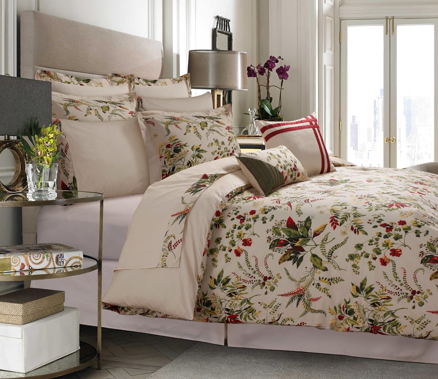 Tribeca Living 12 Piece Bed in A Bag, 100% Cotton Bedding Set Includes Oversized Comforter, Two Shams, Decorative Cushions, Deep Pocket Sheets and Skirt, Full Size, Maui