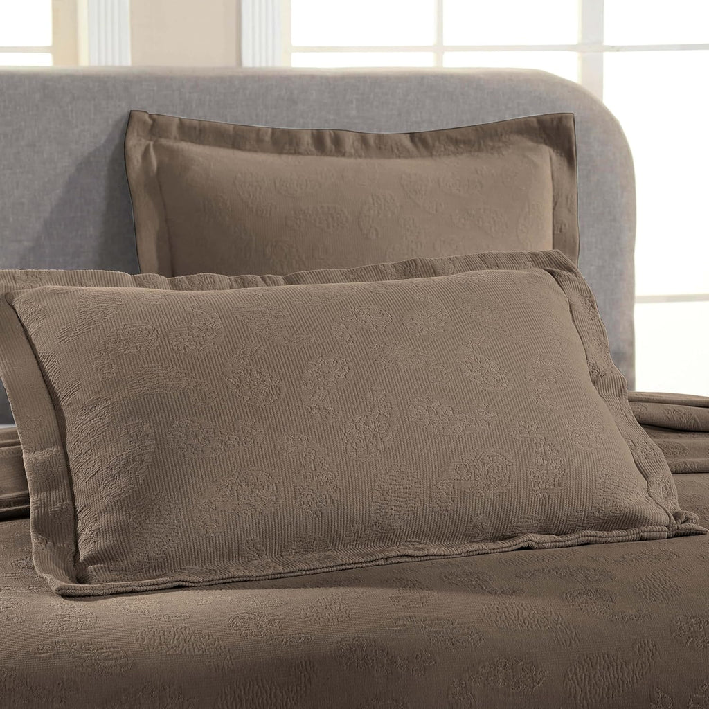 Superior Paisley Cotton 3 Piece Bedspread Set, Home Bed Decor, Decorative Textured Bed Spread, 2 Pillow Shams, Airy Blanket, Matelasse Coverlet Bedding, Vintage Floral Design, King, Taupe