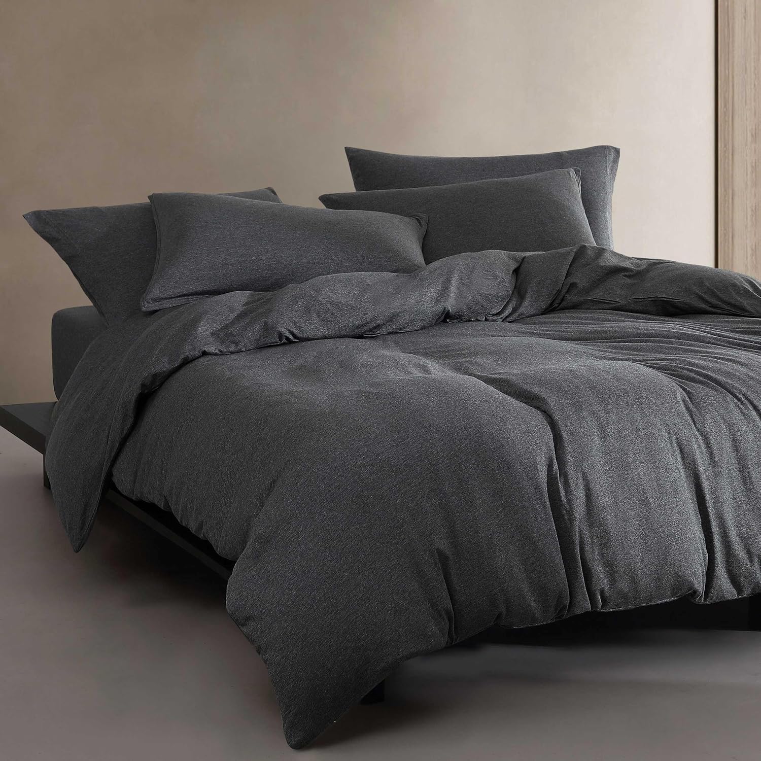 Calvin Klein - Twin XL Comforter Set, Soft Cotton Melange Jersey Bedding with Matching Sham, Oeko-Tex Certified (Modern Cotton Melange Grey/Blue, Twin XL)