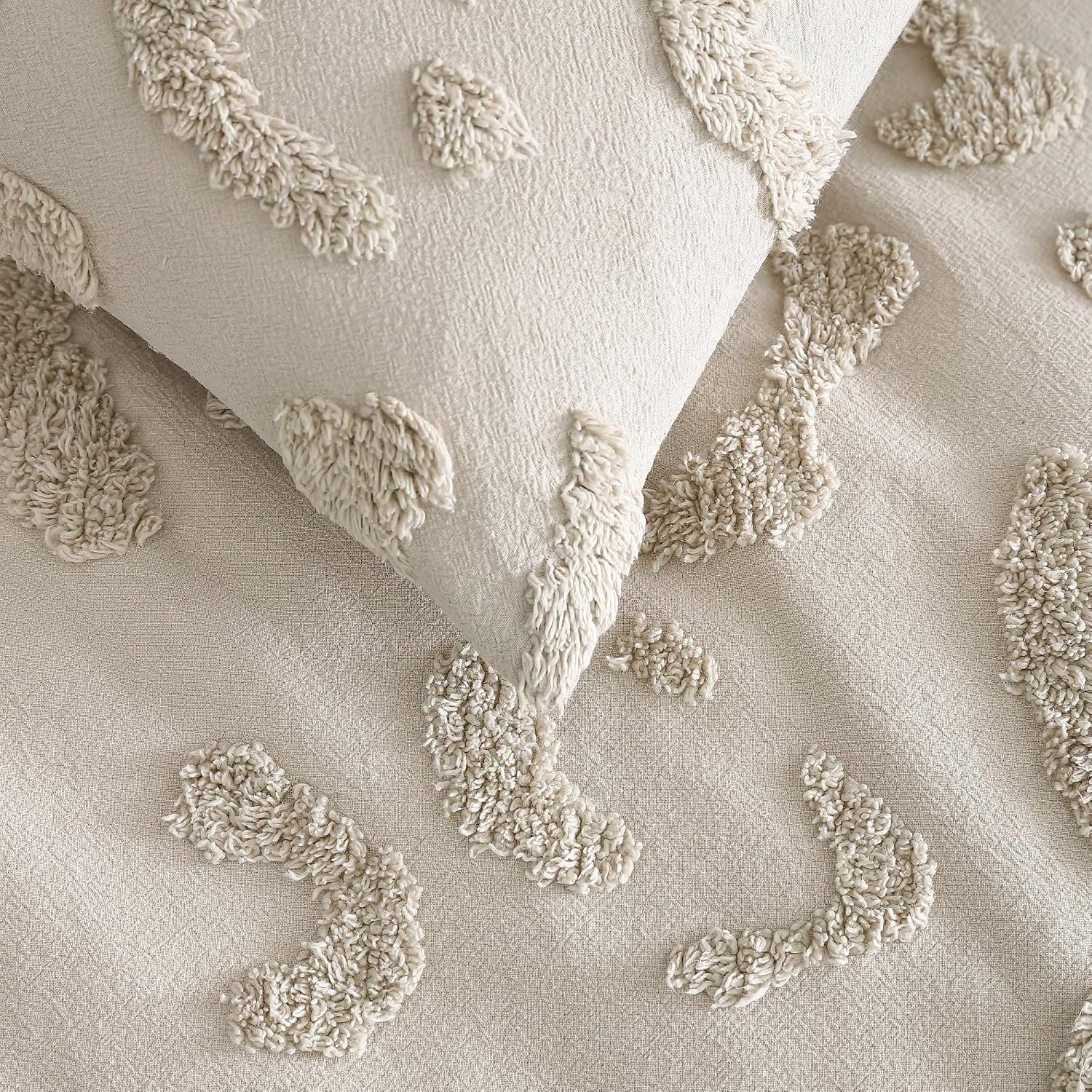 Peri Home Chenille Leopard 100% Cotton 3-Piece Duvet Cover & Sham Set, Full/Queen, Linen