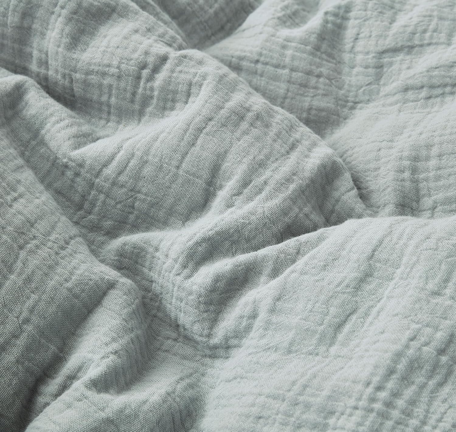 Chezmoi Collection Breeze 3-Piece 100% Cotton Muslin Queen Comforter Set, Light Blue-Gray Soft Washed Cotton Gauze Comforter, Lightweight Breathable Reversible 240GSM Fill Summer Bedding