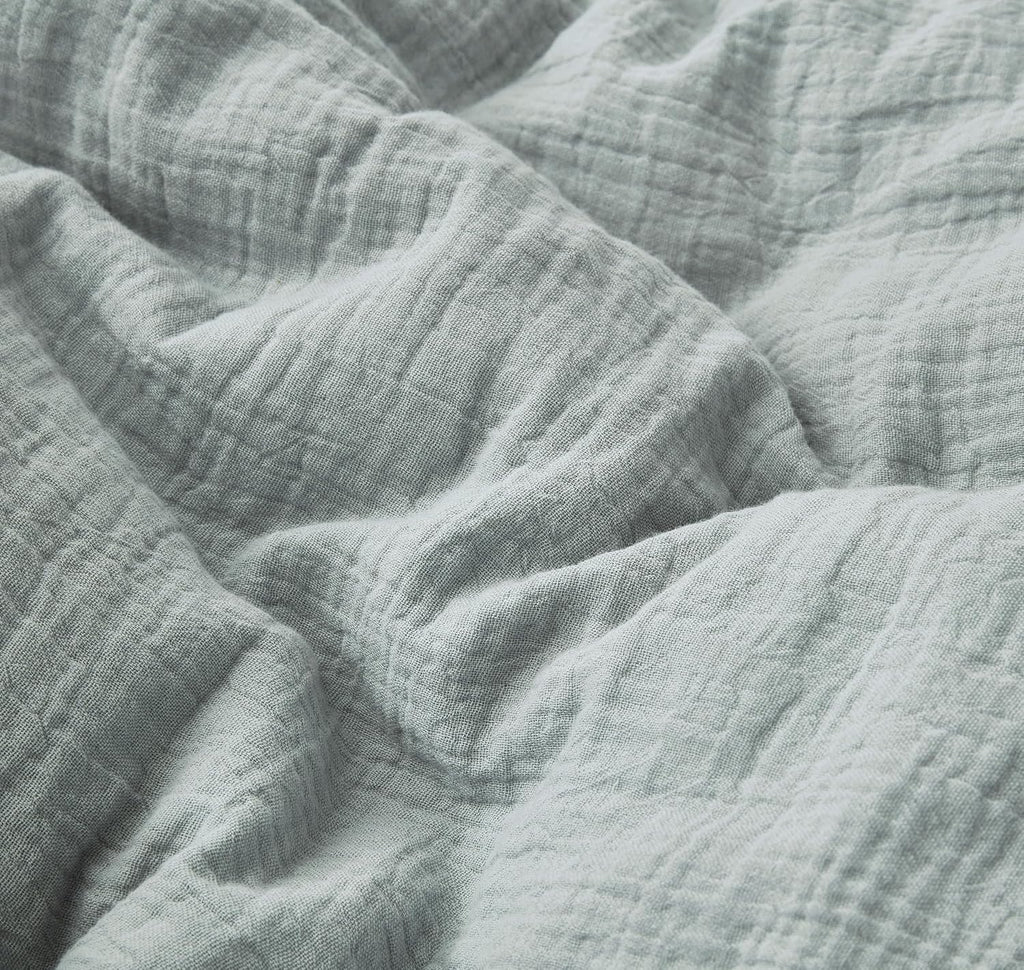 Chezmoi Collection Breeze 3-Piece 100% Cotton Muslin King Comforter Set, Light Blue-Gray Soft Washed Cotton Gauze Comforter, Lightweight Breathable Reversible 240GSM Fill Summer Bedding