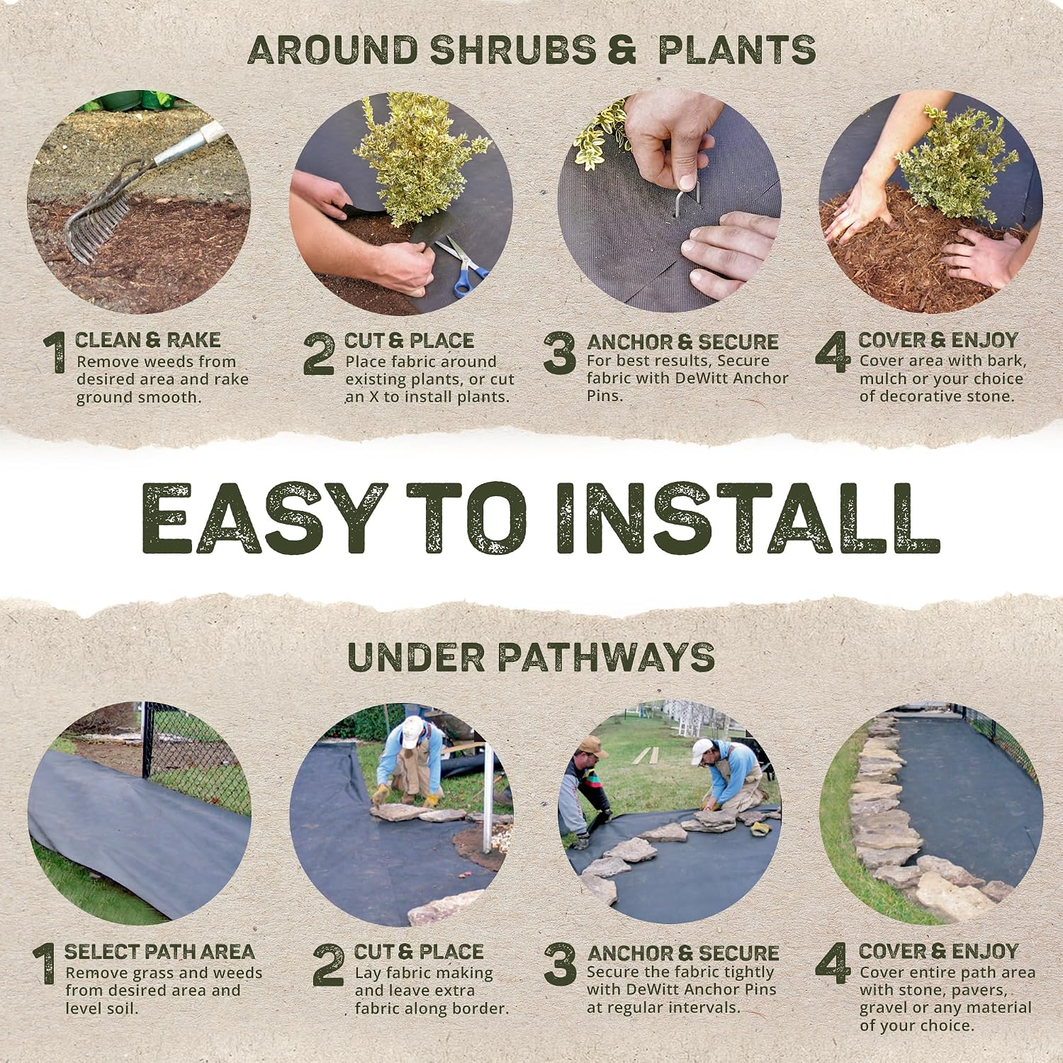 Dewitt 2-Pack Weed-Barrier Pro 3 oz Landscape Fabric, Black, 4 x 100 Feet – Heavy-Duty Weed Control and Ground Cover for Gardens, Beds, Mulch, Outdoor Landscaping, and Yard Areas