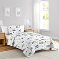 Sweet Jojo Designs 2-Piece Twin Comforter Set (Green Construction Truck) for Boys, Children, Kids Bedding, Bed in a Bag incl. Blanket & Pillow Sham (Transportation, Gray, Blue, Grey & Yellow, Trucks)