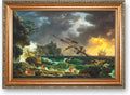 The Shipwreck Sailboat by Claude–Joseph Vernet Sailboat Warship Painting Reproductions Framed Size:28.5x20.5 inches,Image Size:24x16 inches World Classic Reproductions For HomeDecor,Gold Frame