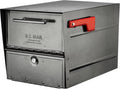 Architectural Mailboxes Oasis® Eclipse™ Secure, Locking USPS Approved Heavy Duty, Anti-Fish Steel Metal Post Mounted Mail Box for Outside, Pewter, Large Curbside Mailbox with Magnetic Latch