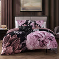 Bebejan Midnight Meadow 5 Piece Comforter Set, 100% Cotton Sateen, 220 Thread Count, Black Reversible Bedding Comforter Set, 1 Comforter, 2 Shams & 2 Pillows (King/Cal King)