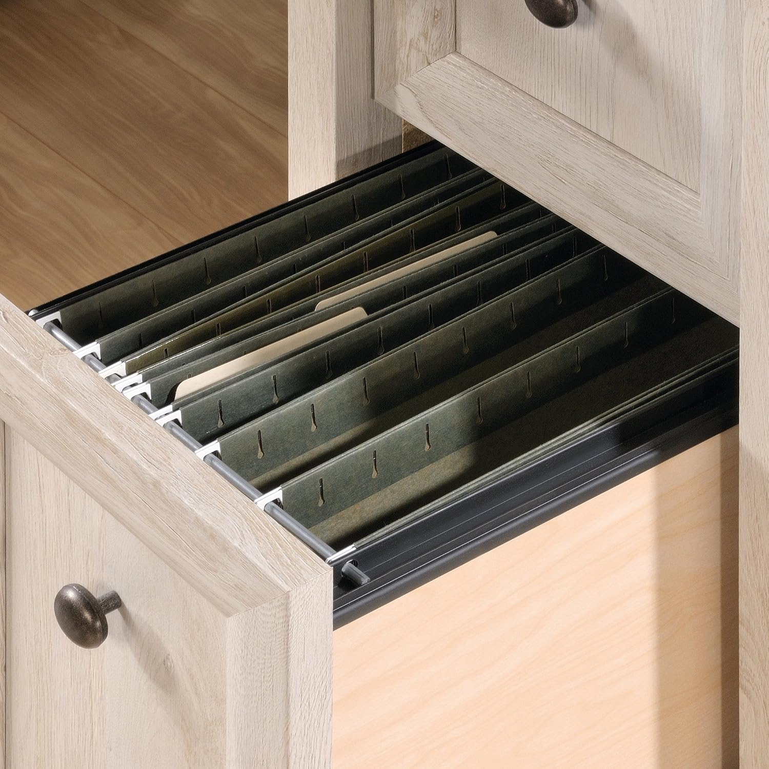 Sauder Edge Water Computer Desk with Storage Drawers, Home Office Desk, in Chalked Chestnut finish