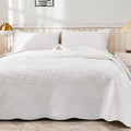 MarCielo 3-Piece 100% Cotton Oversized Bedspread Lightweight Quilt Coverlet Embroidery Farmhouse Bedding Set T0 (Bright White, Oversized Queen (100'x106'))