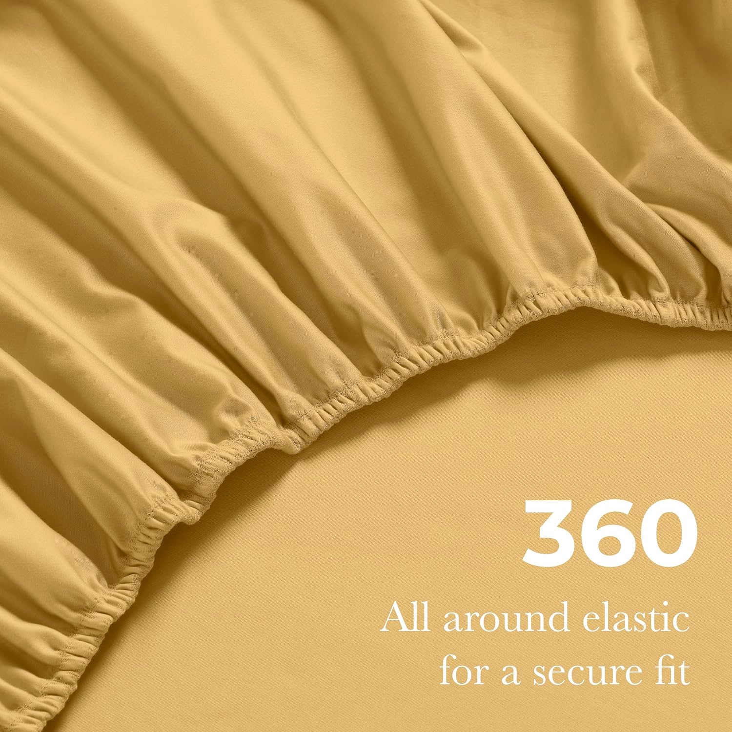 Superior Egyptian Cotton 4 Piece Sheet Set, 650 Thread Count, Eco-Friendly, Sustainable Sheets, Ultra-Soft Basics, Solid, Deep Pocket Fitted Sheet, Flat Sheet, Pillowcases, Olympic Queen, Gold