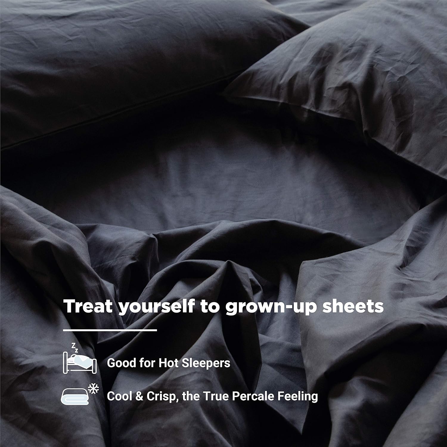 Fabdreams 100% Organic Cotton Percale Weave Queen Size Sheet Set, 300 TC, GOTS Certified, Cool & Crisp, Breathable, Fits Mattresses Up to 17' Deep, Durable Luxury – Dark Gray