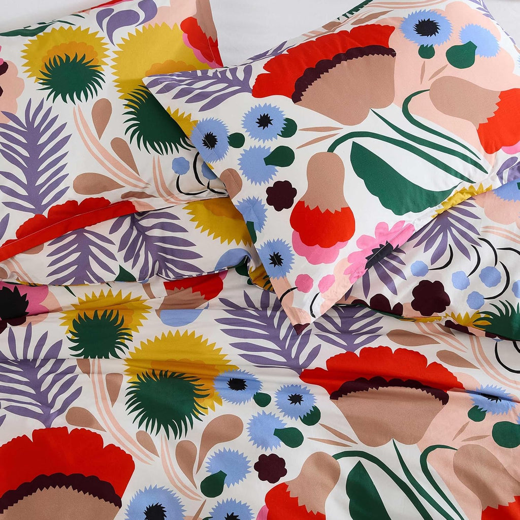 Marimekko - King Duvet Cover Set, Cotton Percale Reversible Bedding with Matching Shams, Floral Home Decor (Ojakellukka Multicolor, King)