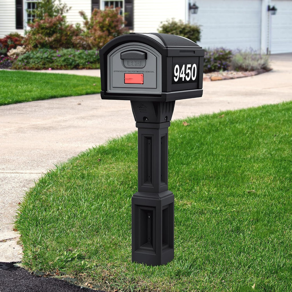 Simplay3 USPS T4 Extra Large Capacity XL Mailbox and Post Cover with Durable Double-Wall Construction, Weather-Resistant Design, Black, Made in the USA