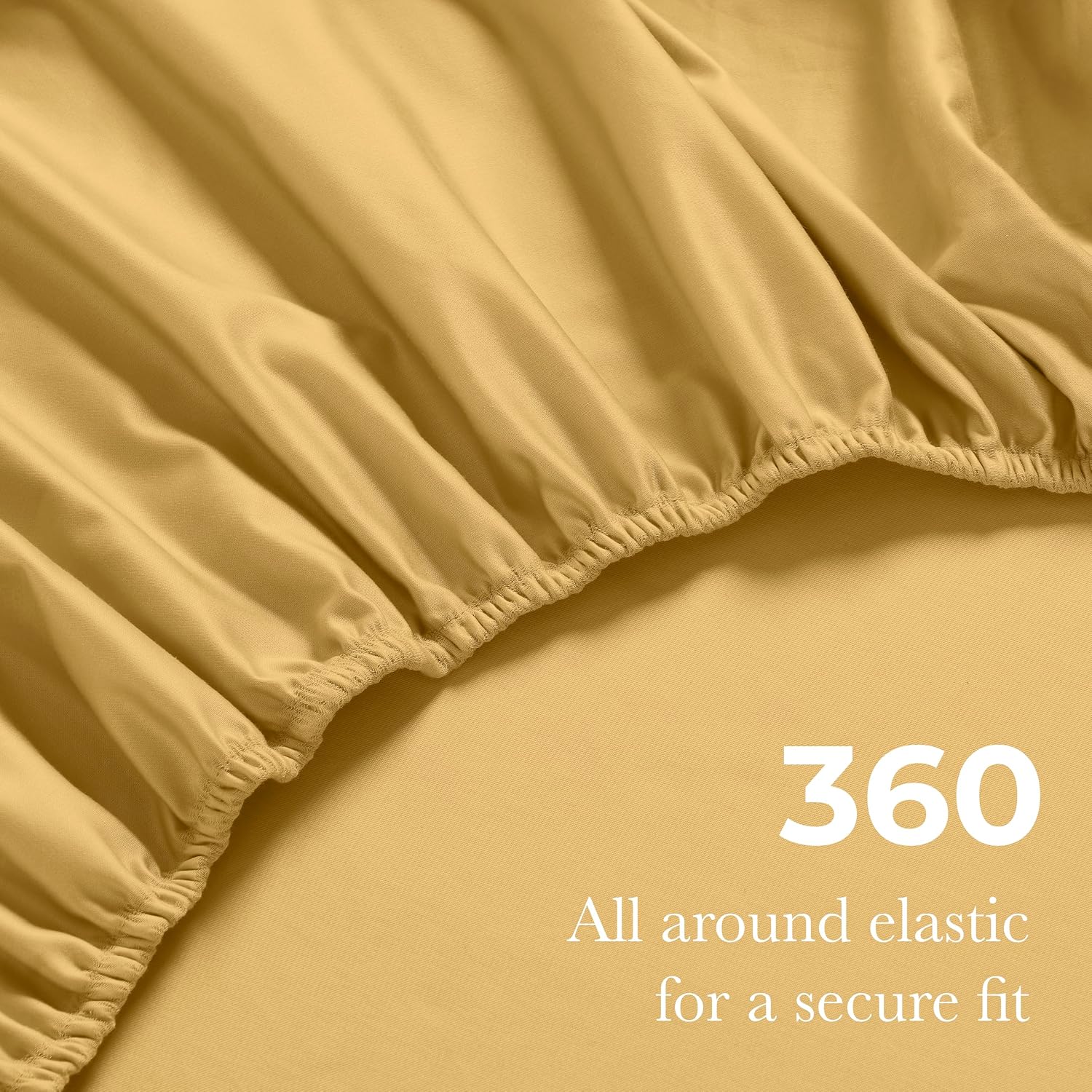 Superior Egyptian Cotton 4 Piece Sheet Set, 650 Thread Count, Modern Design, Sustainable Sheets, Ultra-Soft Basics, Solid, Deep Pocket Fitted Sheet, Flat Sheet, Pillowcases, King, Gold