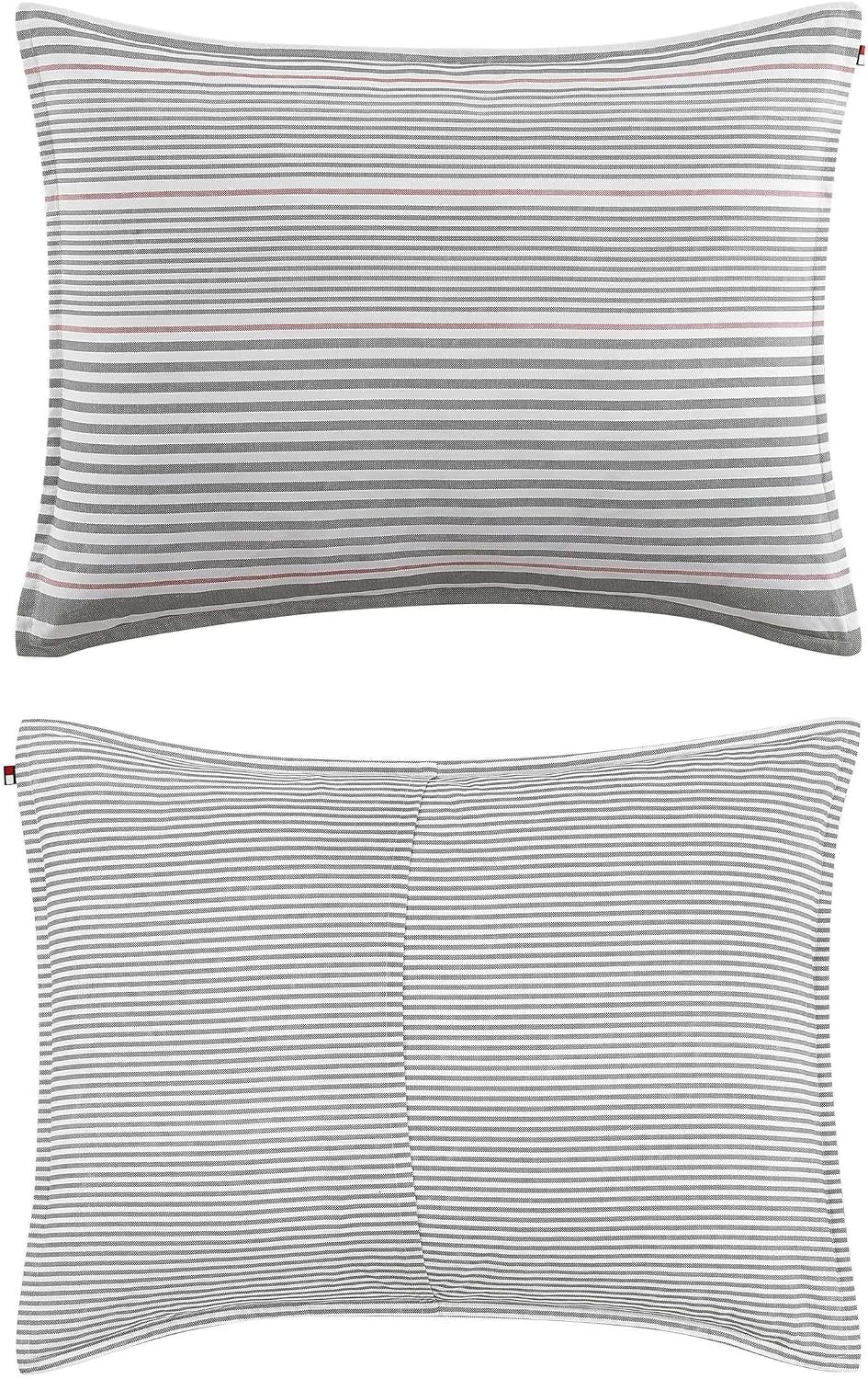 Tommy Hilfiger - King Comforter Set, Cotton Textured Bedding with Matching Shams, Medium Weight Bed Set, Oeko-TEX Certified (Danbury Stripe Blue)