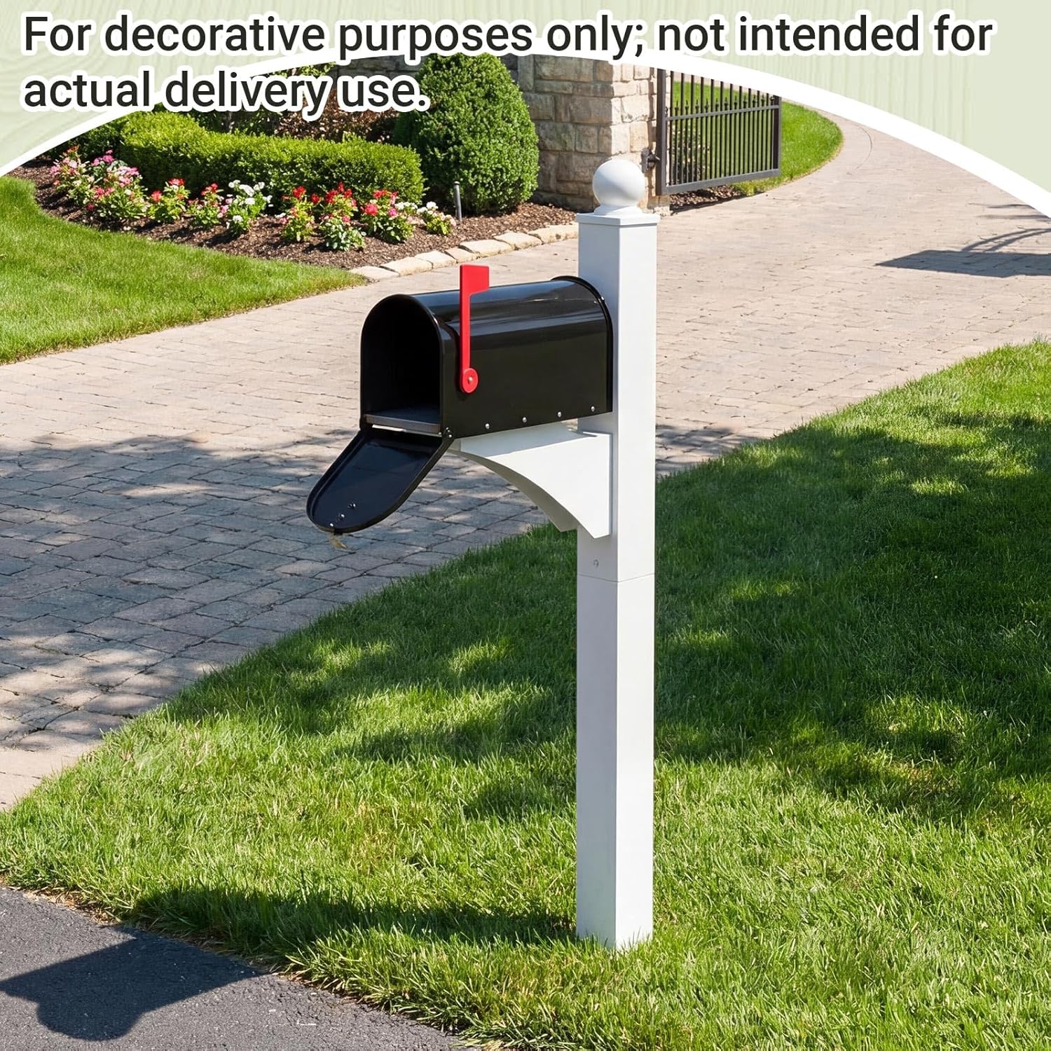 Colingmill White,Black 1 Set Iron Mailbox Posts with Mailbox for Outside Ground Mounting Post 56 Inch Tall Heavy Duty Architectural Stand with 8 Screws for Outdoor Use