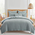 Levtex Home Mills Waffle Twin XL/Twin Quilt Set (68x86in) with 1 Pillow Sham (26x20in) - Chambray - Cotton Waffle Twin Size Quilt Bedding Set - Lightweight, Soft, Pre-Washed