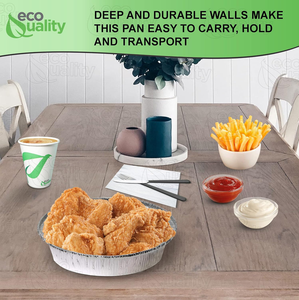 EcoQuality (400 Pack - 9 Inch Disposable Round Aluminum Foil Take-Out Pans - Disposable Tin Containers, Perfect for Baking, Cooking, Catering, Parties, Restaurants (No Lids)