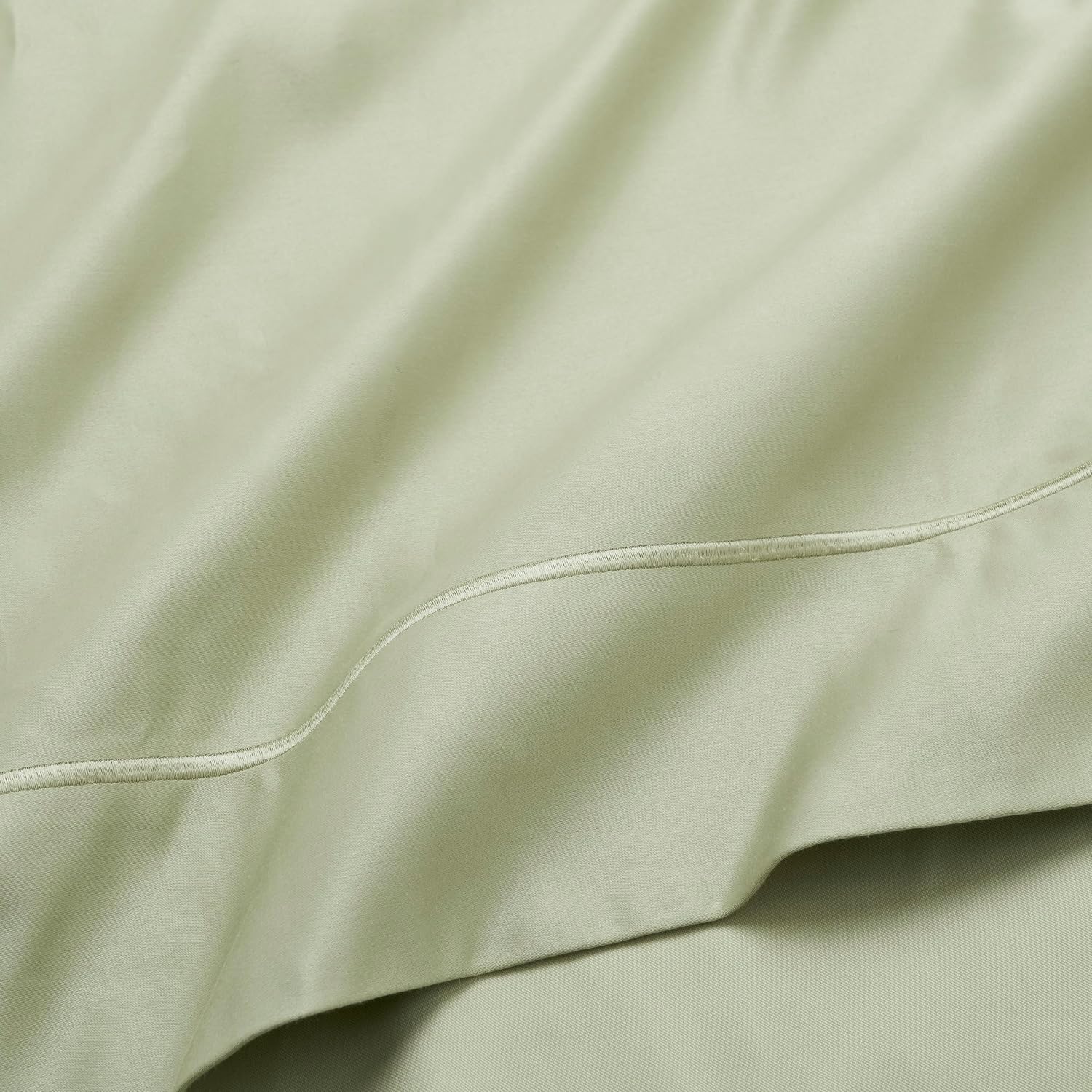 Superior Egyptian Cotton 1500 Thread Count Bed Sheet Set, Daily Soft Sheets, Embroidered Marrow Stitch Hem, Bedding Essentials, 1 Deep Pocket Fitted Sheet, 1 Flat Sheet, 2 Pillowcases, Queen, Sage