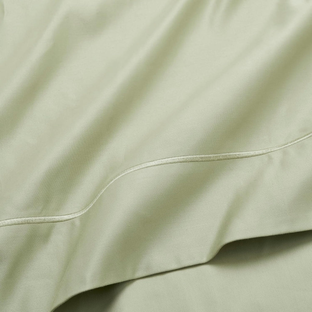 Superior Egyptian Cotton 1500 Thread Count Sheet Set, Luxury Sheets, Embroidered Marrow Stitch Hem, Bedding Essentials, 1 Deep Pocket Fitted Sheet, 1 Flat Sheet, 2 Pillowcases, California King, Sage