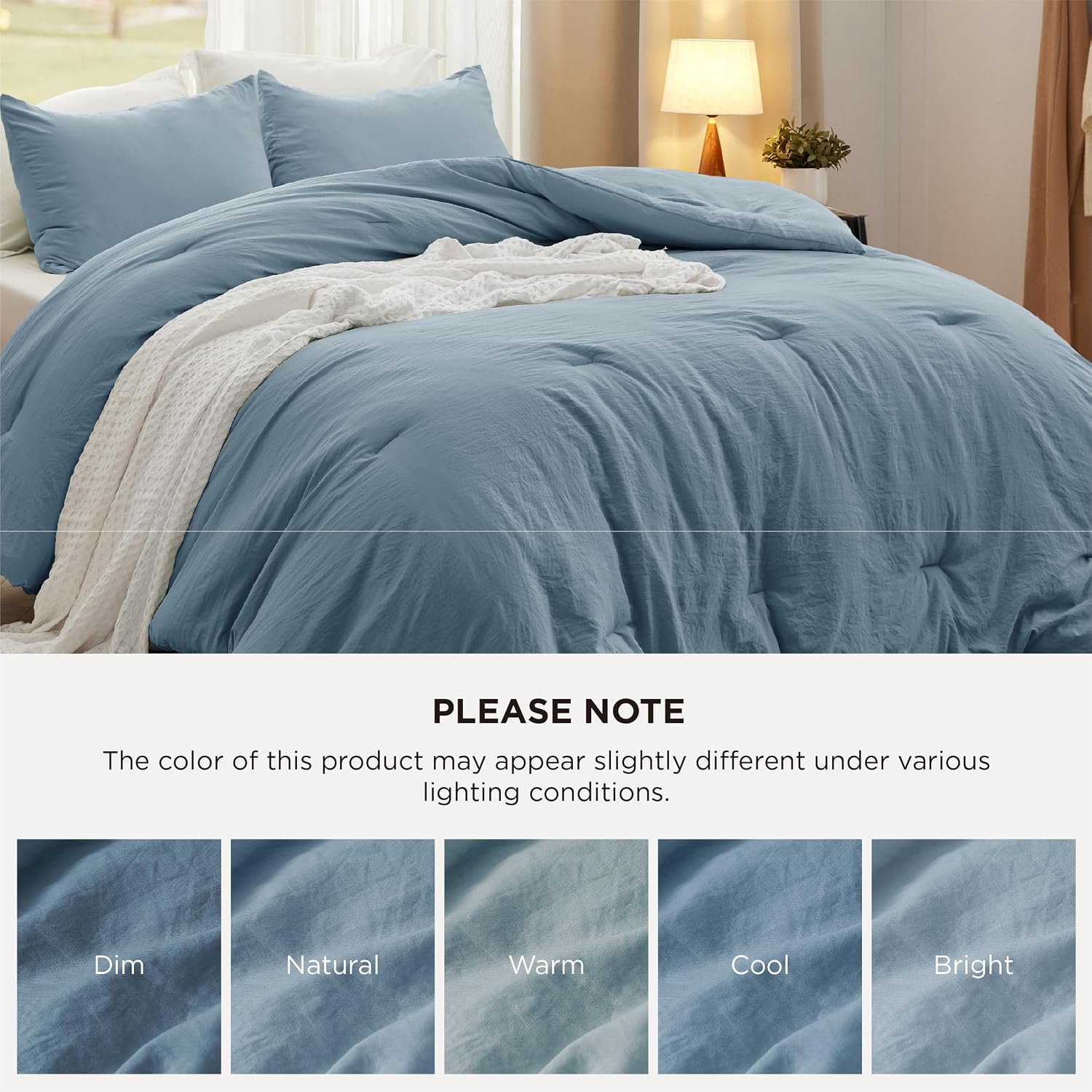 Bedsure Super King Comforter Set, Dusty Blue Soft Prewashed Bedding for All Seasons, 3 Pieces GentleSoft™ Bed Set, 1 Lightweight Comforter (120'x120') and 2 Pillowcases (20'x36')