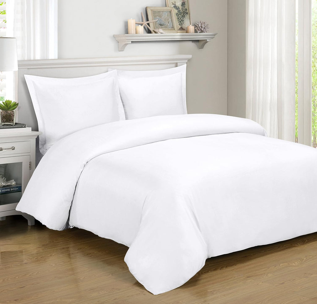 Royal Hotel Bedding Luxury Bamboo-Derived Viscose Duvet Cover Set with Down Alternative Comforter, 4PC King Size, 100% Viscose from Bamboo, Cooling, Silky Soft, Breathable, Hotel Collection White