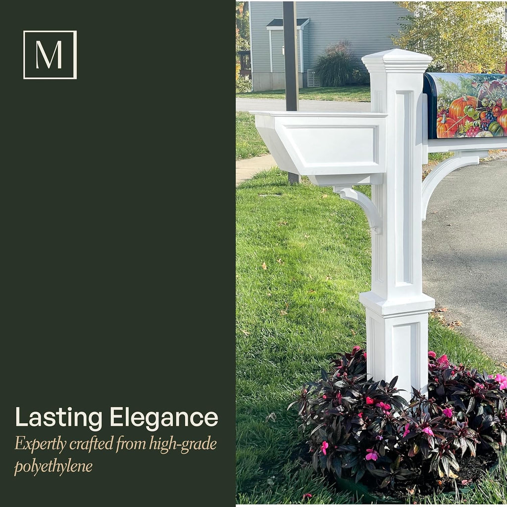 Mayne Westbrook Mailbox Post with Standard Arm and Planter – Weather-Resistant, Durable Classic Design – Easy-to-Install Outdoor Mailbox Post