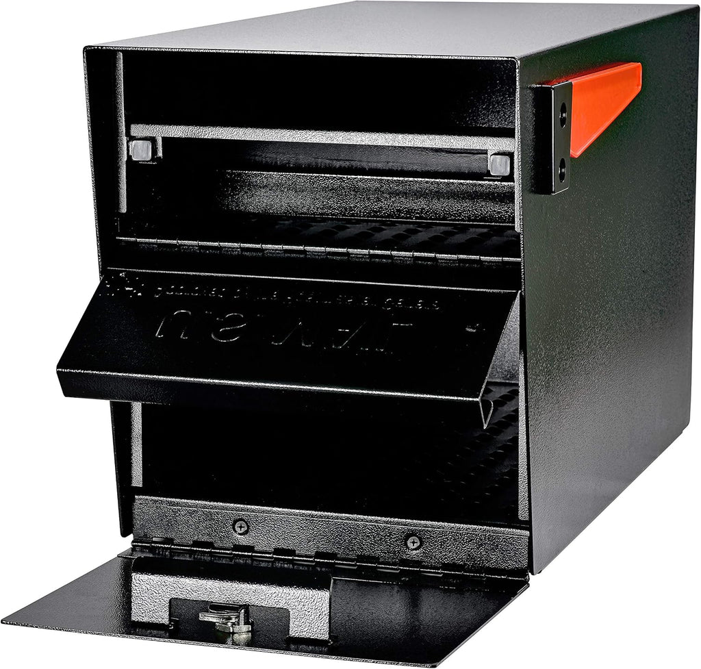 Mail Boss 7106 Curbside Steel Post Mount Security Locking Mailbox, Black, Extra Large, 21 in. D x 11.125 in. W x 13.75 in. H